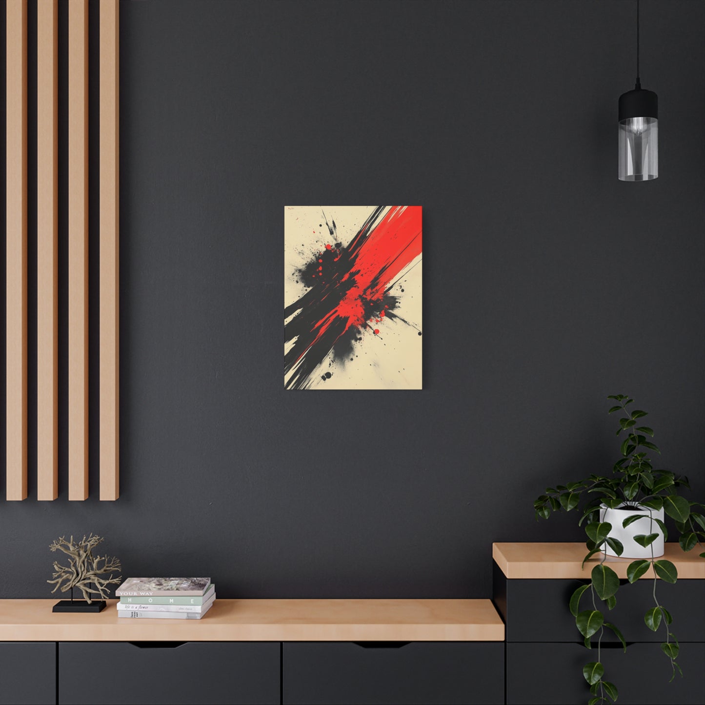 "Crimson Strike" - Premium Canvas Wall Art | Modern Abstract Gallery Print