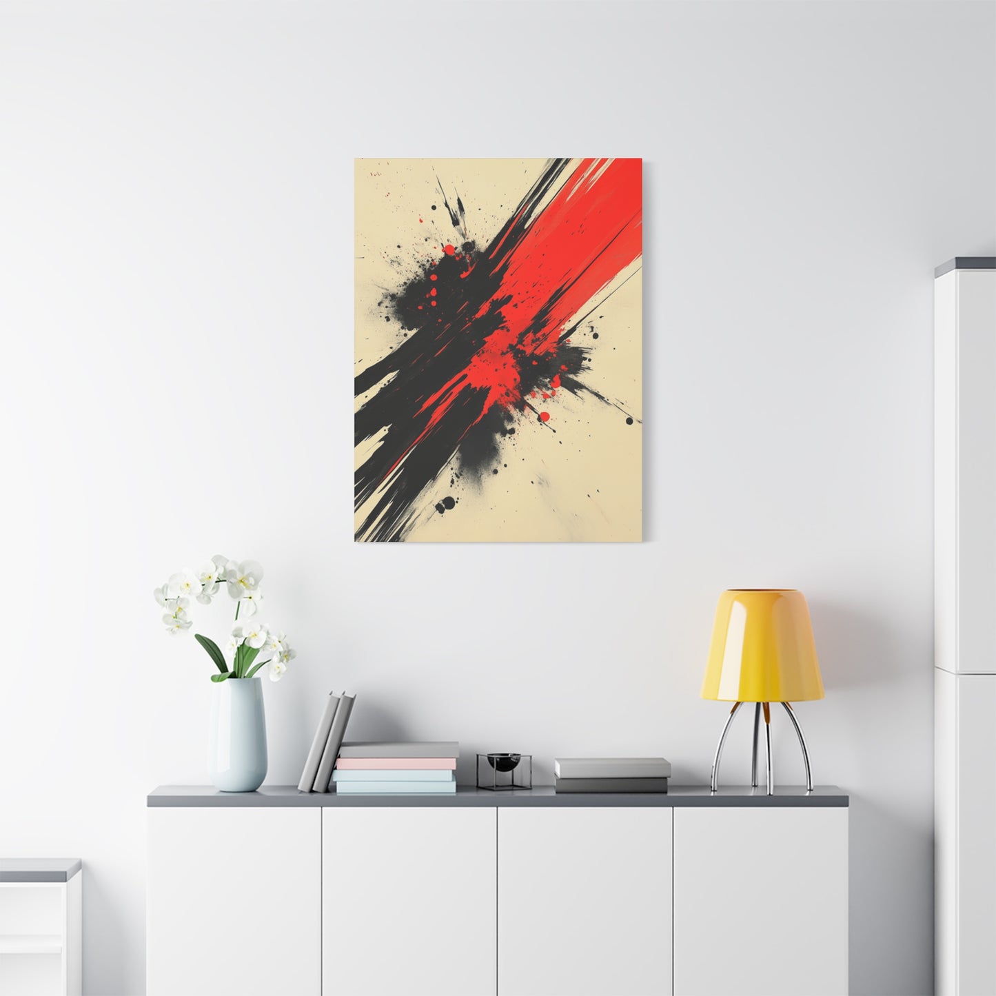 "Crimson Strike" - Premium Canvas Wall Art | Modern Abstract Gallery Print