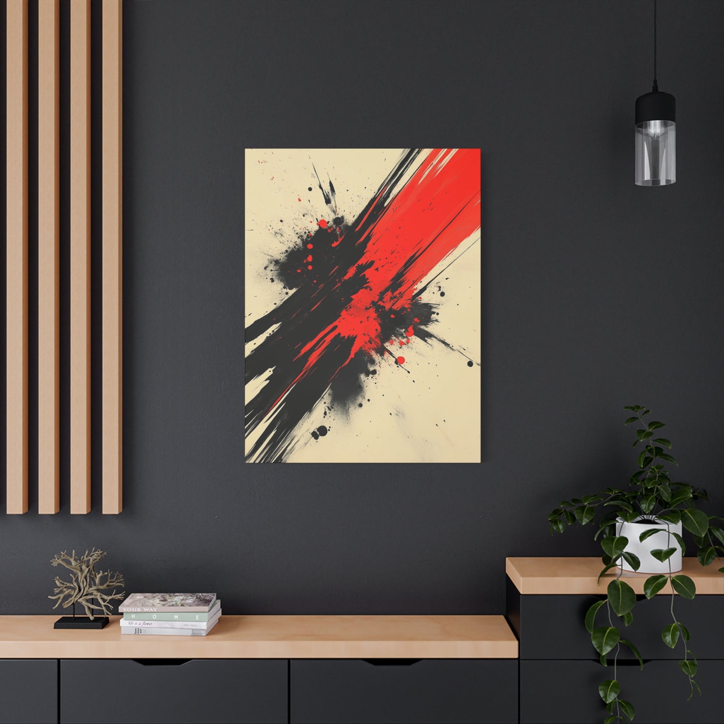 "Crimson Strike" - Premium Canvas Wall Art | Modern Abstract Gallery Print